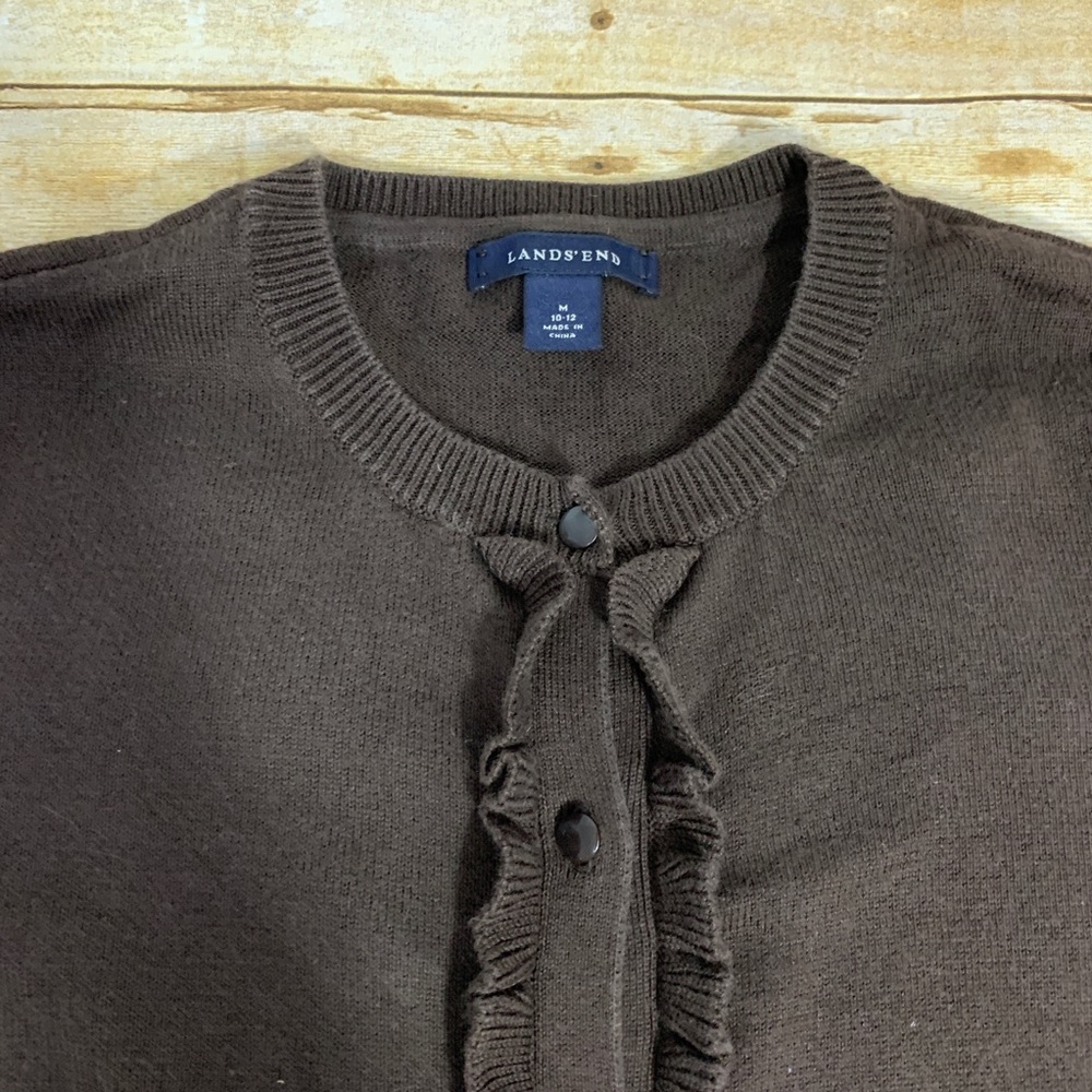 Girls brown cardigan by Land’s End. Medium 10 - 12 - Picture 2 of 6